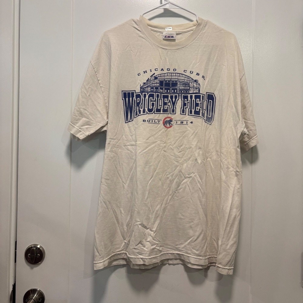 Vintage CSA Chicago Cubs Wrigley Field T Shirt Cream Mens XL Baseball Built 1914